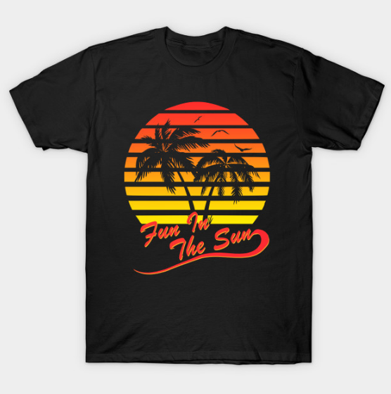Fun In The Sun 80s Tropical Sunset T Shirt