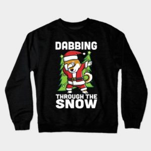 Funny Shiba Inu Dabbing Through The Snow Dab Christmas Crewneck Sweatshirt