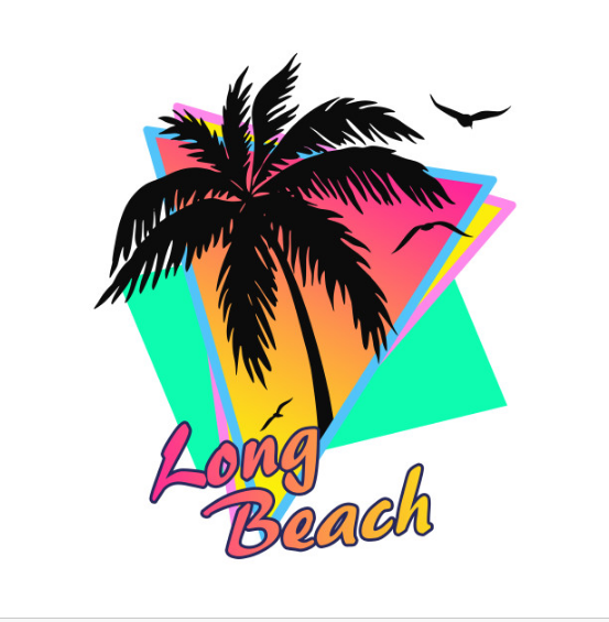 Long Beach Cool 80s Sunset T Shirt