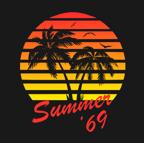 Summer '69 Tropical Sunset T Shirt