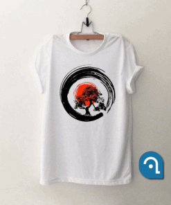 Bonsai Tree Japanese Calligraphy Rising Sun Zen T Shirt