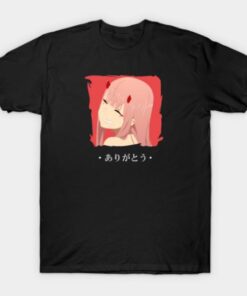 Zero Two from Darling in The Franxx Arigatou T Shirt