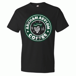 The Joker DC Comics Arkham Asylum Starbucks Parody T Shirt