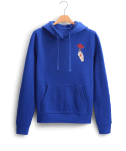 Hand Holding Rose Blue Hoodie
