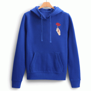 Hand Holding Rose Blue Hoodie