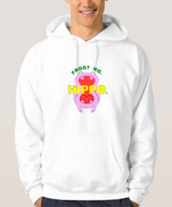 Frog-No-Hippo-White-Hoodie-For-Women-And-Men-Size-S-3XL