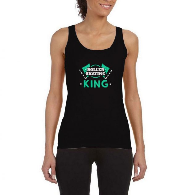 Roller-Skating-King-Tank-Top-For-Women-And-Men-Size-S-3XL-Black